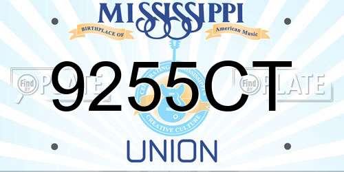 9255CT Mississippi License Plate