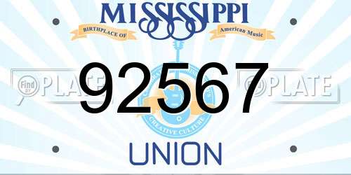 92567 Mississippi License Plate