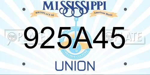925A45 Mississippi License Plate