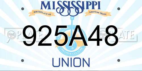 925A48 Mississippi License Plate