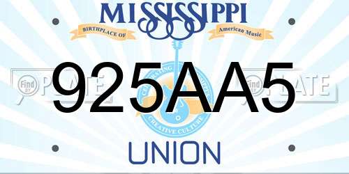 925AA5 Mississippi License Plate