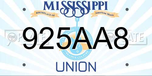 925AA8 Mississippi License Plate