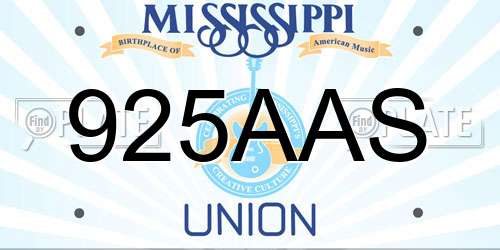 925AAS Mississippi License Plate