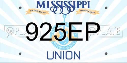 925EP Mississippi License Plate