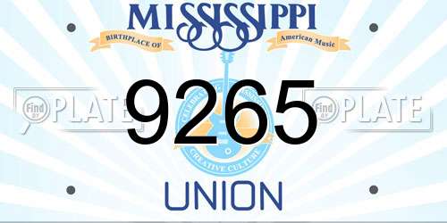 9265 Mississippi License Plate