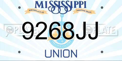 9268JJ Mississippi License Plate
