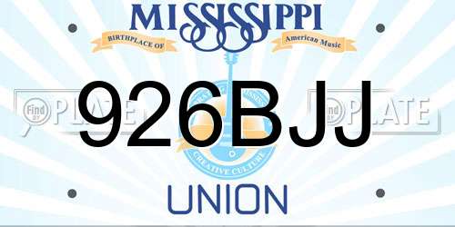 926BJJ Mississippi License Plate