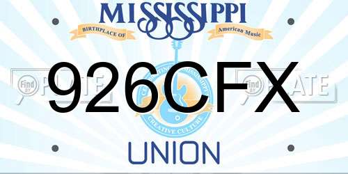 926CFX Mississippi License Plate