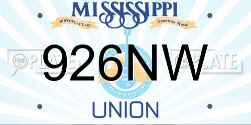 926NW Mississippi License Plate