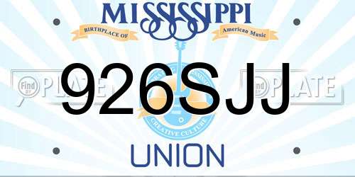 926SJJ Mississippi License Plate