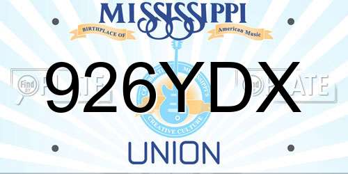 926YDX Mississippi License Plate