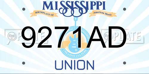 9271AD Mississippi License Plate