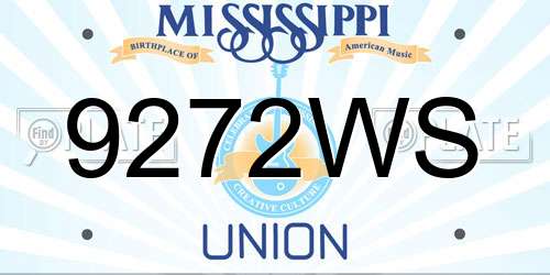 9272WS Mississippi License Plate