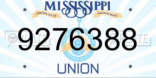 9276388 Mississippi License Plate