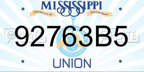 92763B5 Mississippi License Plate