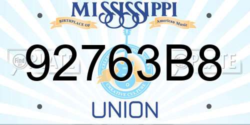 92763B8 Mississippi License Plate