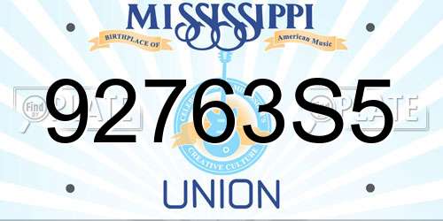 92763S5 Mississippi License Plate
