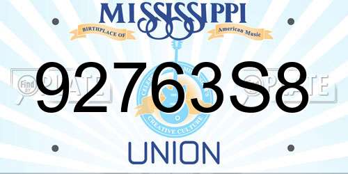 92763S8 Mississippi License Plate