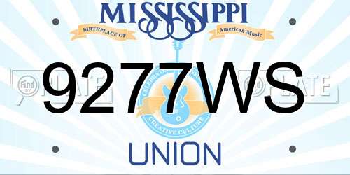 9277WS Mississippi License Plate