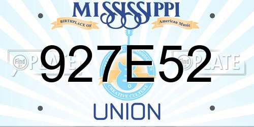 927E52 Mississippi License Plate