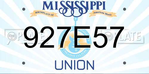 927E57 Mississippi License Plate