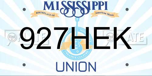 927HEK Mississippi License Plate