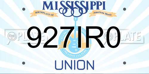 927IR0 Mississippi License Plate
