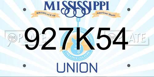 927K54 Mississippi License Plate