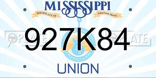 927K84 Mississippi License Plate