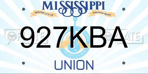 927KBA Mississippi License Plate