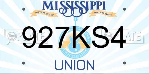 927KS4 Mississippi License Plate