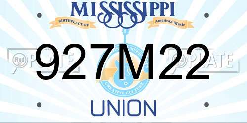 927M22 Mississippi License Plate
