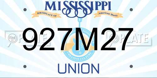 927M27 Mississippi License Plate