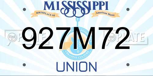 927M72 Mississippi License Plate