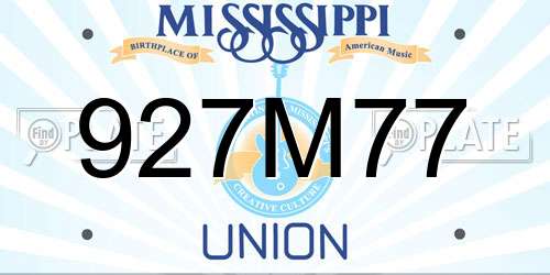 927M77 Mississippi License Plate