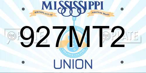 927MT2 Mississippi License Plate