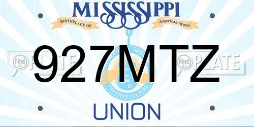 927MTZ Mississippi License Plate
