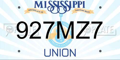 927MZ7 Mississippi License Plate