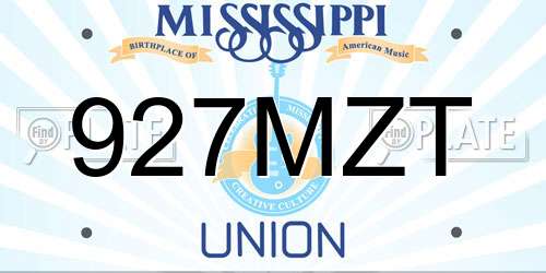 927MZT Mississippi License Plate