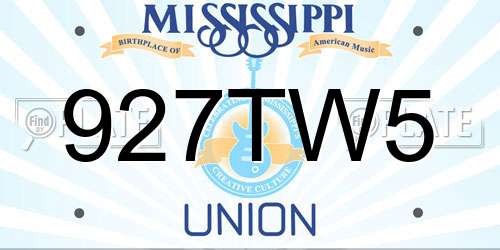 927TW5 Mississippi License Plate