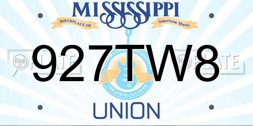 927TW8 Mississippi License Plate