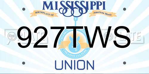 927TWS Mississippi License Plate