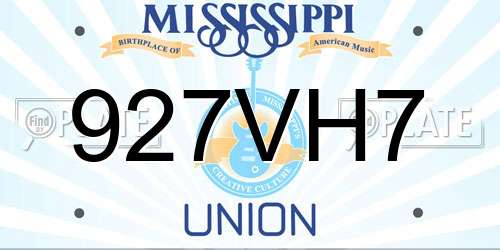 927VH7 Mississippi License Plate