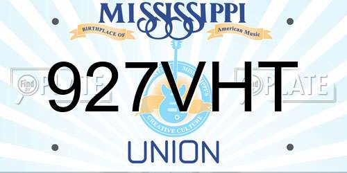 927VHT Mississippi License Plate