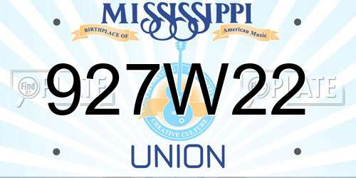 927W22 Mississippi License Plate
