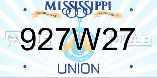 927W27 Mississippi License Plate