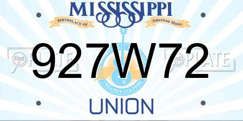 927W72 Mississippi License Plate