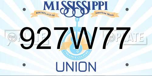 927W77 Mississippi License Plate