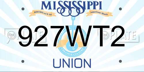 927WT2 Mississippi License Plate