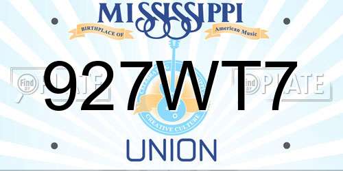 927WT7 Mississippi License Plate